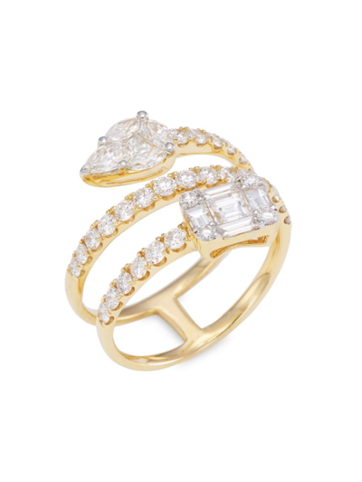 Shop Saks Fifth Avenue Women's 14k Yellow Gold & Multi-cut 1.67 Tcw Diamond Wraparound Ring