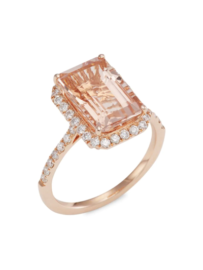 Shop Saks Fifth Avenue Women's 14k Rose Gold, Morganite & Diamond Ring