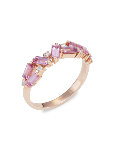 Shop Saks Fifth Avenue Women's 14k Rose Gold, Pink Sapphire & Diamond Ring
