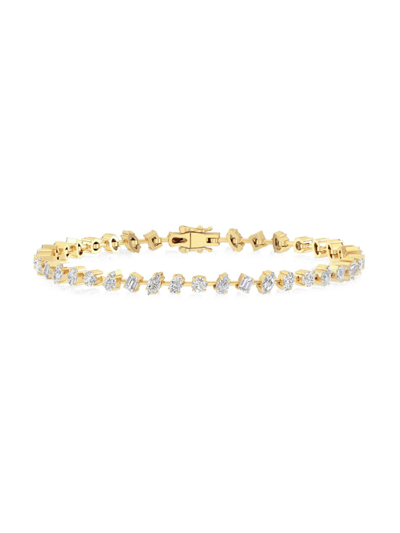 Shop Saks Fifth Avenue Women's 14k Yellow Gold & Multi-cut 3.60 Tcw Diamond Station Bracelet