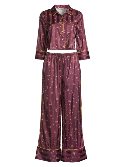 Shop Free People Satin 2-piece Pajama Set In Wine Combo
