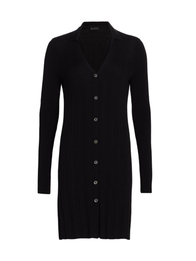 Shop Atm Anthony Thomas Melillo Polo Button Front Sweater Dress In Black