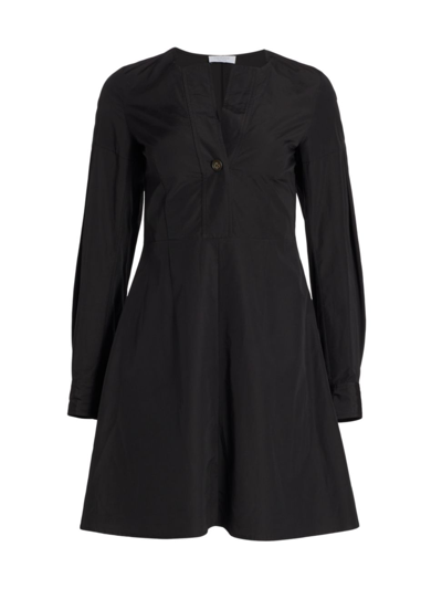 Shop Deveaux Women's Gertie Cotton Poplin Mini Dress In Black