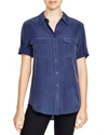 Equipment Signature Washed-silk Shirt In Navy