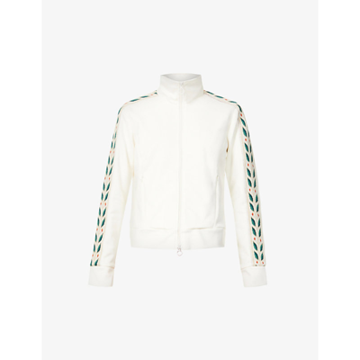 Shop Casablanca Womens Off White Laurel-embroidered Stretch-woven Sweatshirt Xs