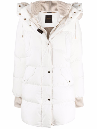 Shop Moorer Quilted Hooded Down Coat In Weiss