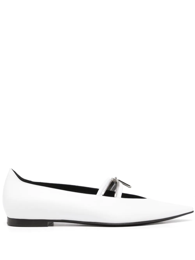 Shop Off-white Paperclip-detail Ballerina Shoes In Weiss