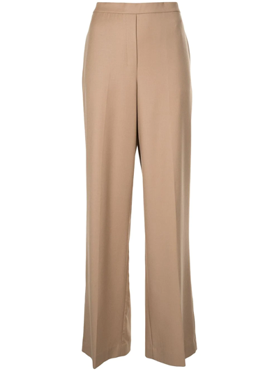 Shop Theory High-waisted Straight Leg Trousers In Braun