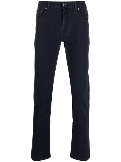 Shop Jacob Cohen Slim-cut Cotton-blend Trousers In Blau