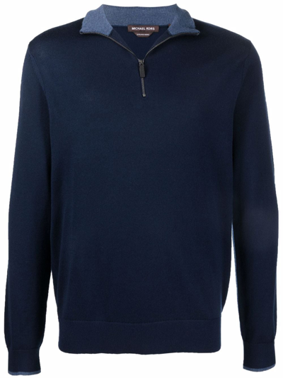 Shop Michael Kors Half-zip Knit Jumper In Blau