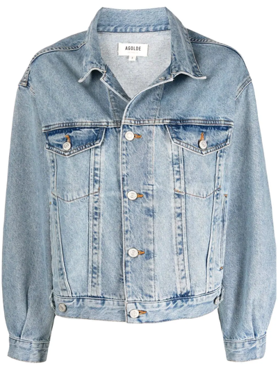 Shop Agolde Washed-effect Denim Jacket In Blau