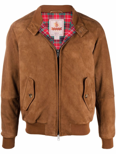 Baracuta Brown Leather Outerwear Jacket | ModeSens