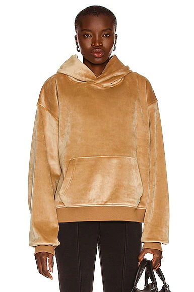 Alexander Wang suede-effect long-sleeved hoodie - Brown