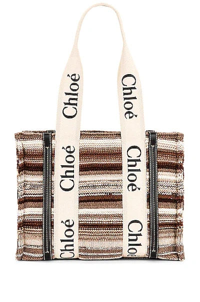 Shop Chloé Woody Tote Bag In Multicolor Black