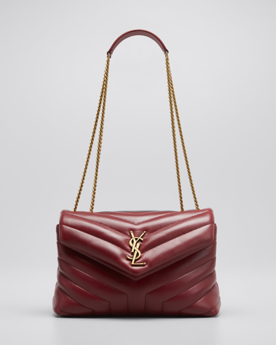 Shop Saint Laurent Loulou Small Matelasse Calfskin Flap-top Shoulder Bag In Opyum Red