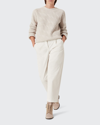 Shop Giorgio Armani Alashan Ribbed Cashmere Sweater In Solid Medium Beig