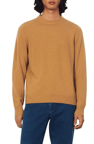 Shop Sandro Crewneck Cashmere Sweater In Camel