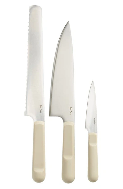 Shop Our Place 3-piece Kitchen Knife Set In Steam
