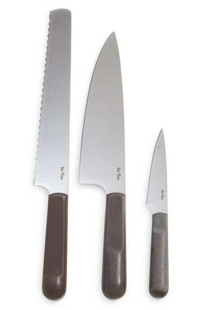 Shop Our Place 3-piece Kitchen Knife Set In Charcoal