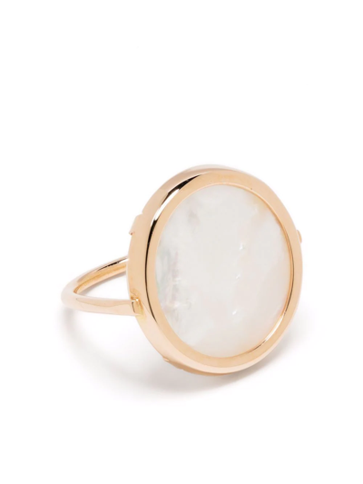 Shop Ginette Ny 18kt Rose Gold Mother Of Pearl Disc Ring In Pink