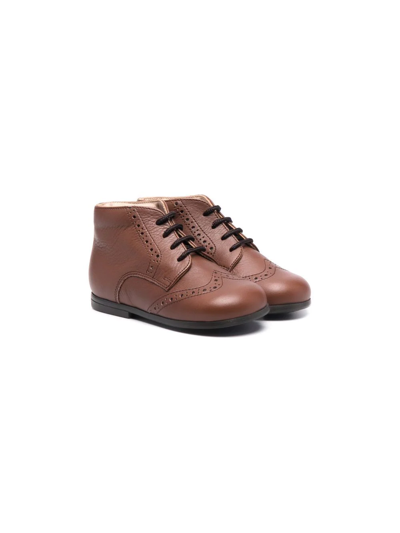 Shop Pèpè Embossed Lace-up Boots In Brown