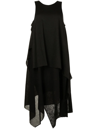 Shop Forme D'expression Layered-detail Asymmetric Dress In Black