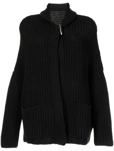 Forme D'expression Chunky Knit Wool-cashmere Cardigan In Black