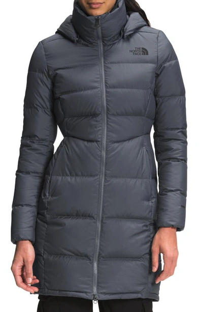 Shop The North Face Metropolis Water Repellent 550 Fill Power Down Hooded Parka In Vanadis Grey