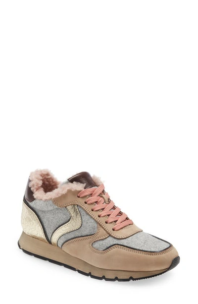 Shop Voile Blanche Viole Blanche Julia Genine Shearling Jogger Sneaker In Beige-grey