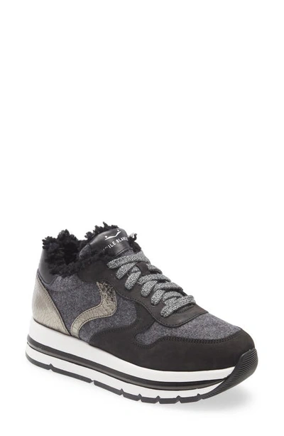 Shop Voile Blanche Maran Genuine Shearling Lined Sneaker In Nero-grigio