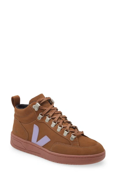 Shop Veja Roraima Nubuck Leather Sneaker In Brown/ Lavender