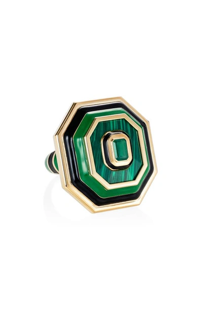 Shop Nevernot Grab N Go Ready 2 Rise Stone & Enamel Ring In Green