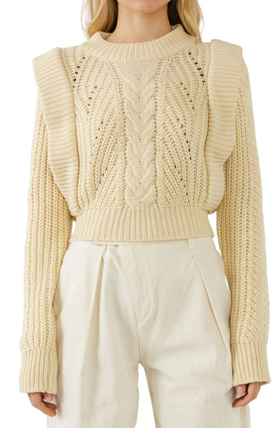 Shop English Factory Ruffle Sweater In Ecru