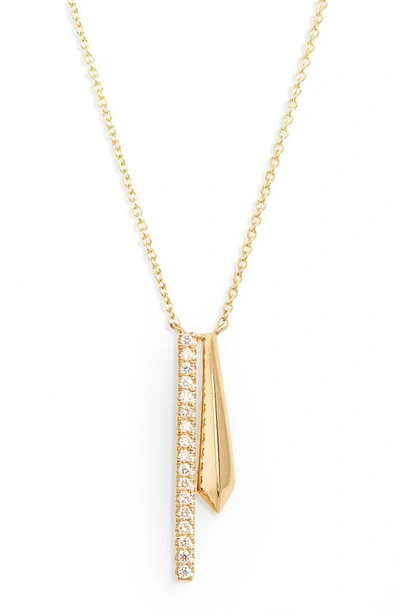 Dana Rebecca Designs 14k Yellow Gold Reese Brooklyn Knife-edge Drop Diamond Necklace In Yellow Gold