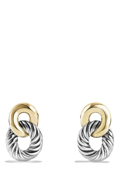 Shop David Yurman Belmont Curb Link Drop Earrings With 18k Gold In Two Tone