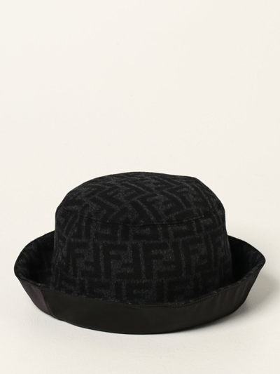 Shop Fendi Fisherman Hat With All Over Logo In Charcoal