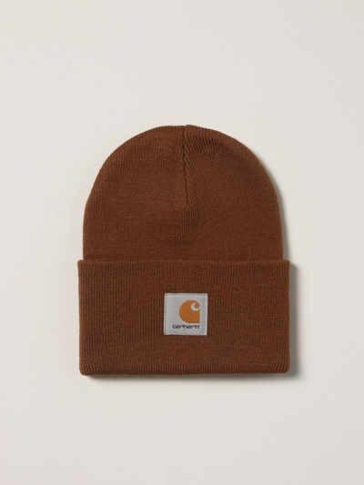 Carhartt Brown Knitted Hat With Logo | ModeSens