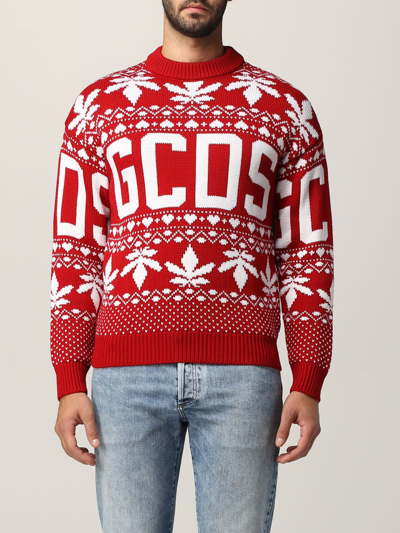 Gcds Logo Embroidered Jumper In Red