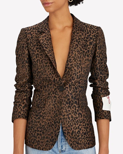 Shop Golden Goose Leopard Wool-blend Blazer In Brown