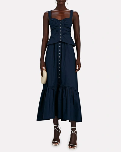 Shop A.l.c Jade Button-front Maxi Skirt In Navy