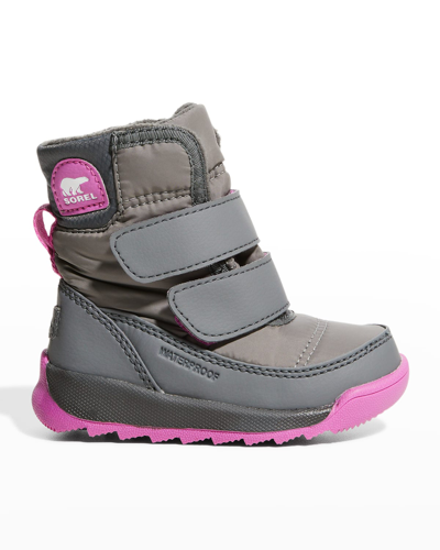Shop Sorel Kid's Whitney Ii Grip-strap Winter Boots In Quarry Grill