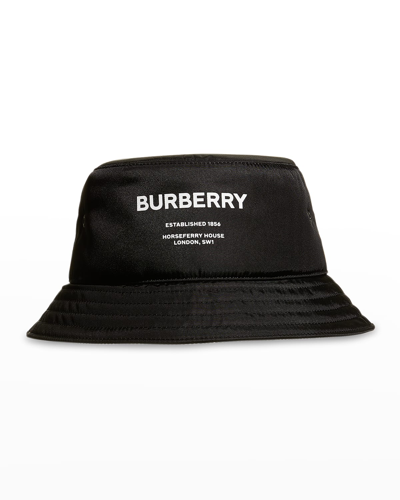 Shop Burberry Men's Padded Nylon Bucket Hat In Black