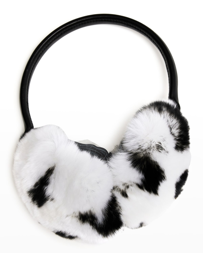 Shop Gorski Rex Rabbit Earmuffs In Whiteblack Spotte