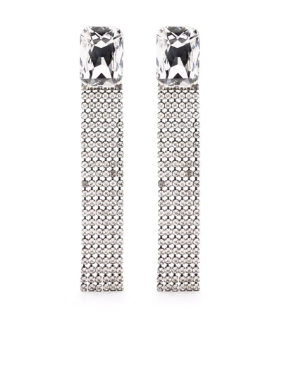 Shop Saint Laurent Rhinestone-embellished Drop Earrings In Silber