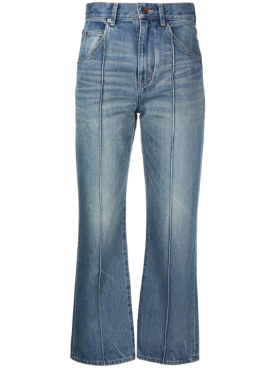 Shop Saint Laurent Cropped High-rise Jeans In Blau
