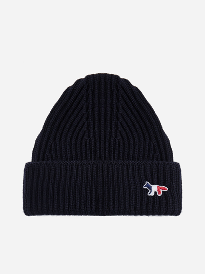 Shop Maison Kitsuné Tricolor Fox-patch Wool Beanie