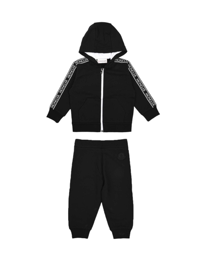 Shop Moncler Complete Black Suit With Zip Sweatshirt