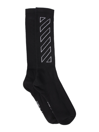 Shop Off-white Socks With Logo In Nero