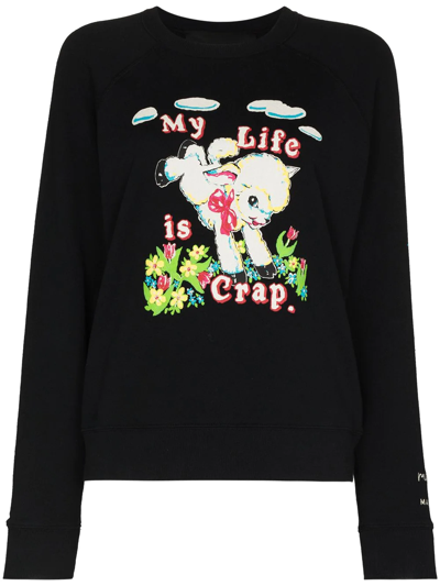 Shop Marc Jacobs Tmj X Magda My Life Is Crap Sweatshirt In Black
