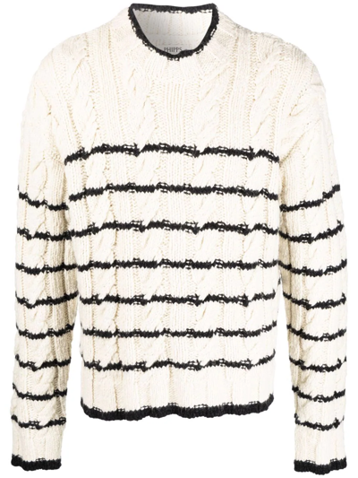 Shop Phipps Cable Knit Striped Jumper In Nude